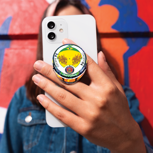 Mockup-Custom Shape Acrylic Phone Grip Gabriel Bortoleto F1 2026 Top Helmet Phone Grip