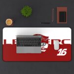 Charles Leclerc 2026 helmet desk mat with Monaco flag design