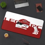 Charles Leclerc 2026 helmet desk mat with Monaco flag design
