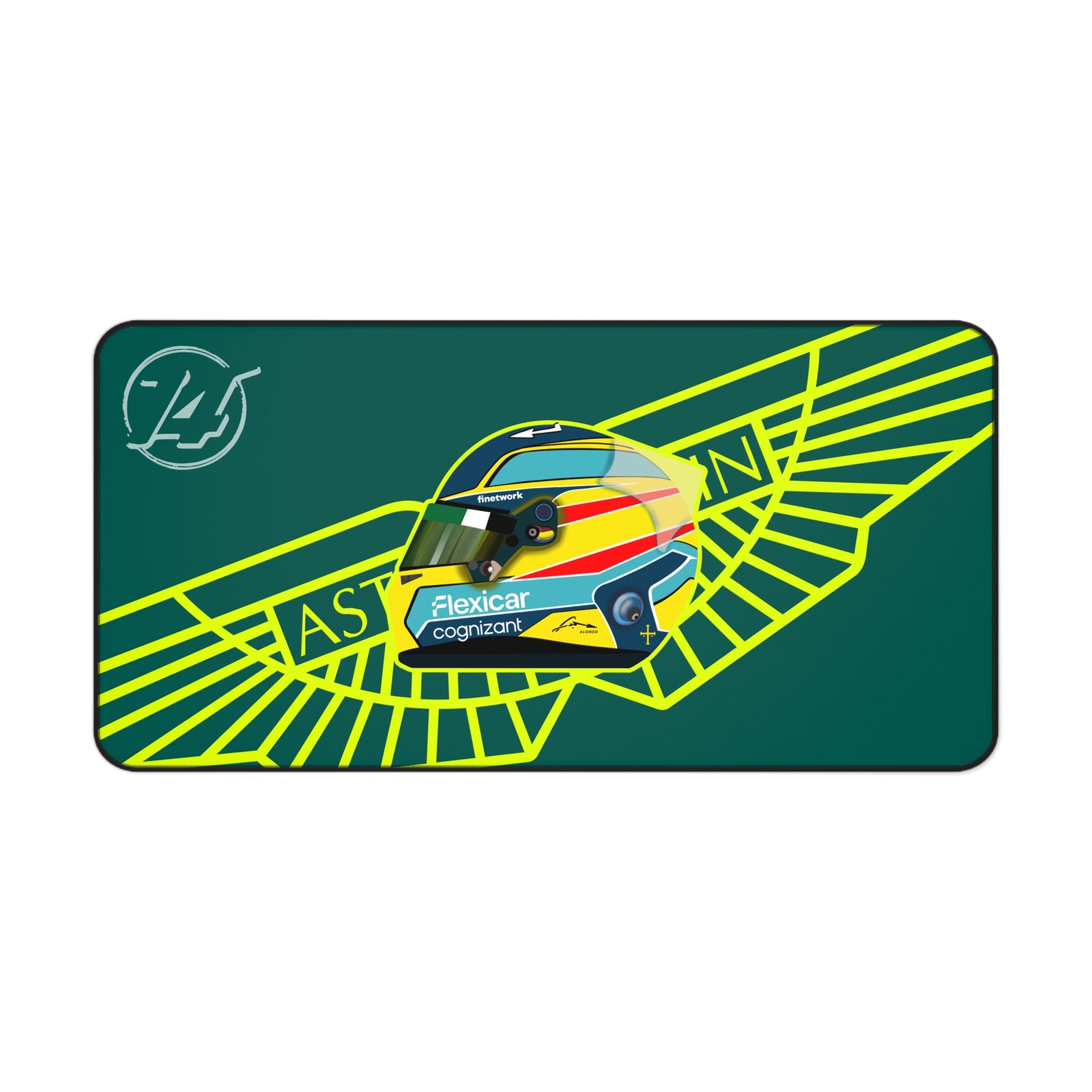 Fernando Alonso F1 2026 Helmet Desk Mat | Premium FA14 Racing Pad Fernando Alonso F1 2026 Helmet Inspired Desk Mat FA14