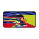 Oscar Piastri F1 2026 helmet desk mat with McLaren Papaya design and non-slip base