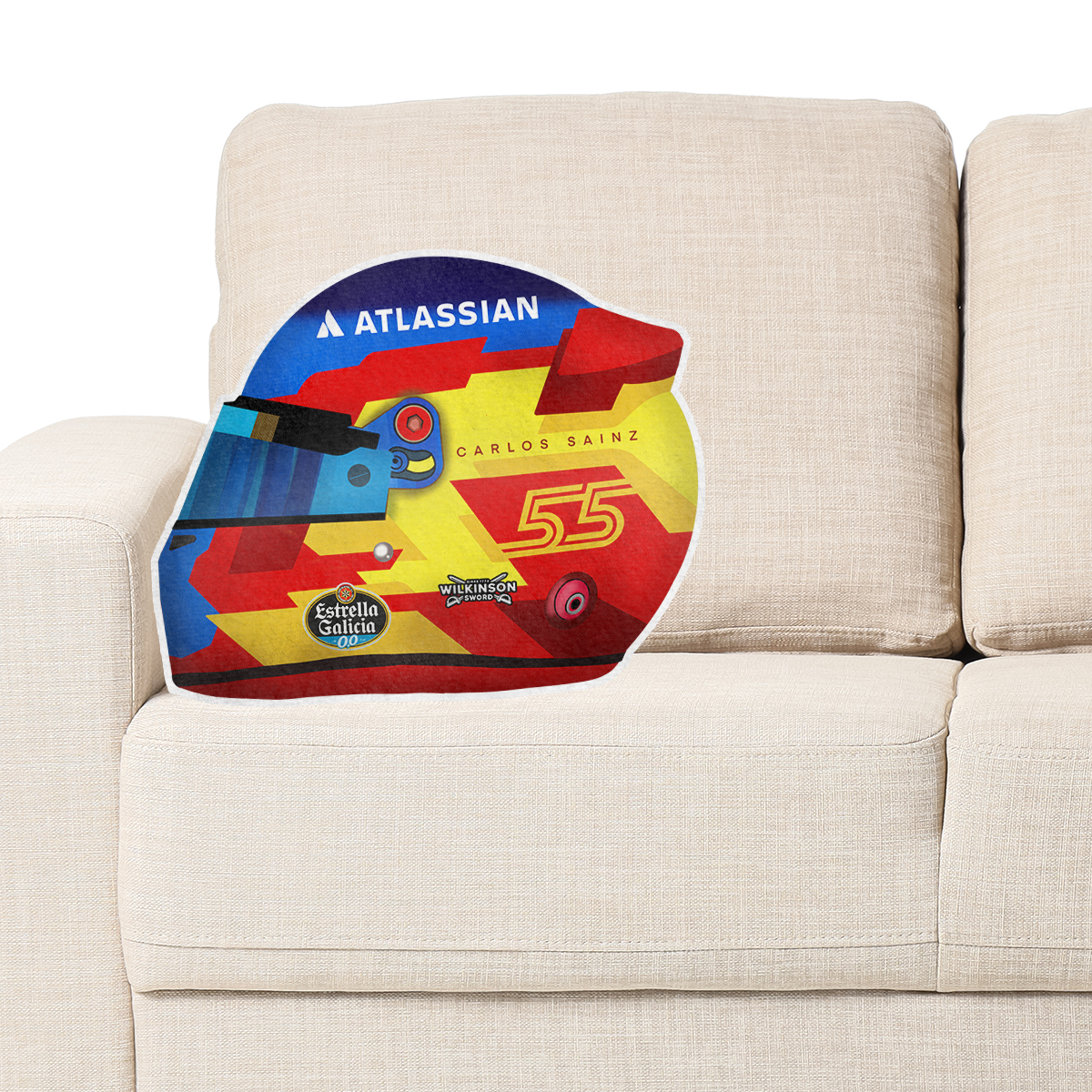 Petpillow Mockup_Edited Carlos Sainz F1 Pillow