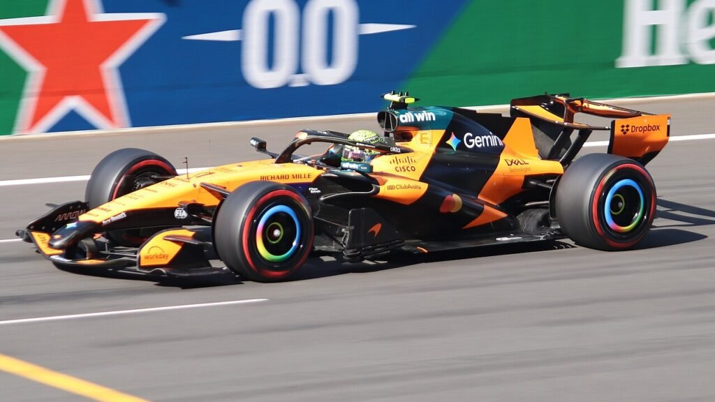 Lando Norris driving the McLaren MCL40 during 2026 Chinese Grand Prix qualifying