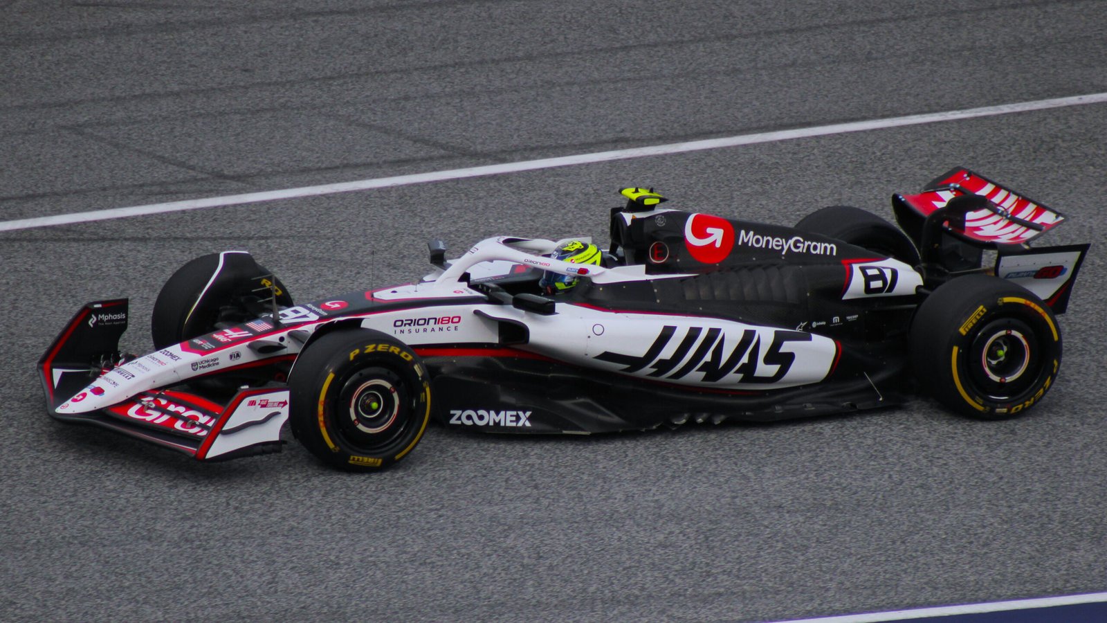 Ollie Bearman driving the Haas VF-25 at the 2025 Austrian Grand Prix at Red Bull Ring