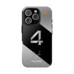 Lando Norris F1 2025 Chrome Finish Phone Case with LN4 design, premium protective cover