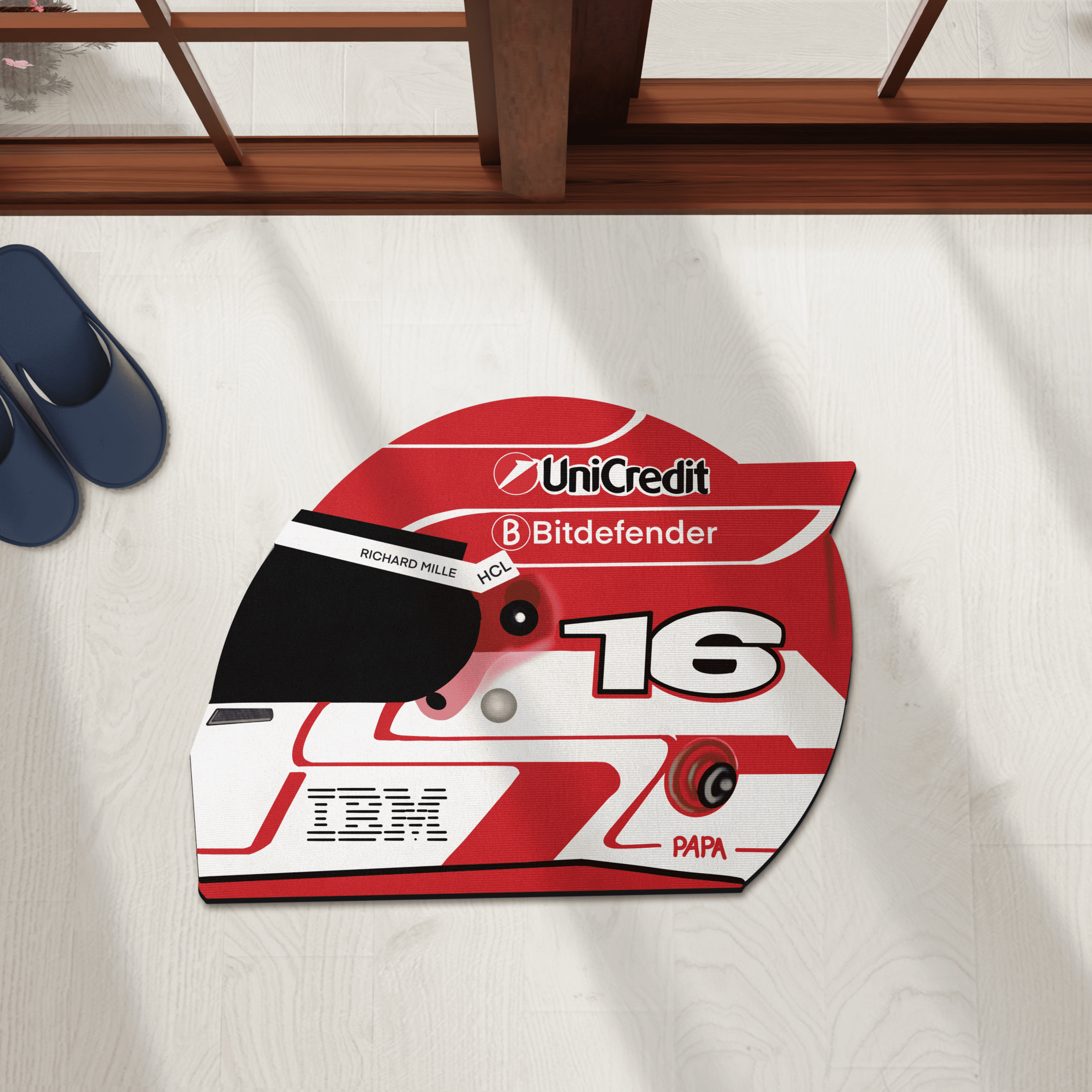 Charles Leclerec F1 Helmet Shaped Floor rug and Floor mats